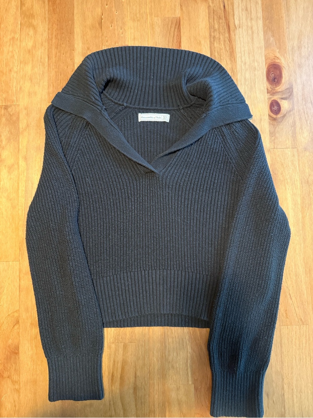 Abercrombie & FitchBlack Ribbed Shawl Collar Women’s Sweater